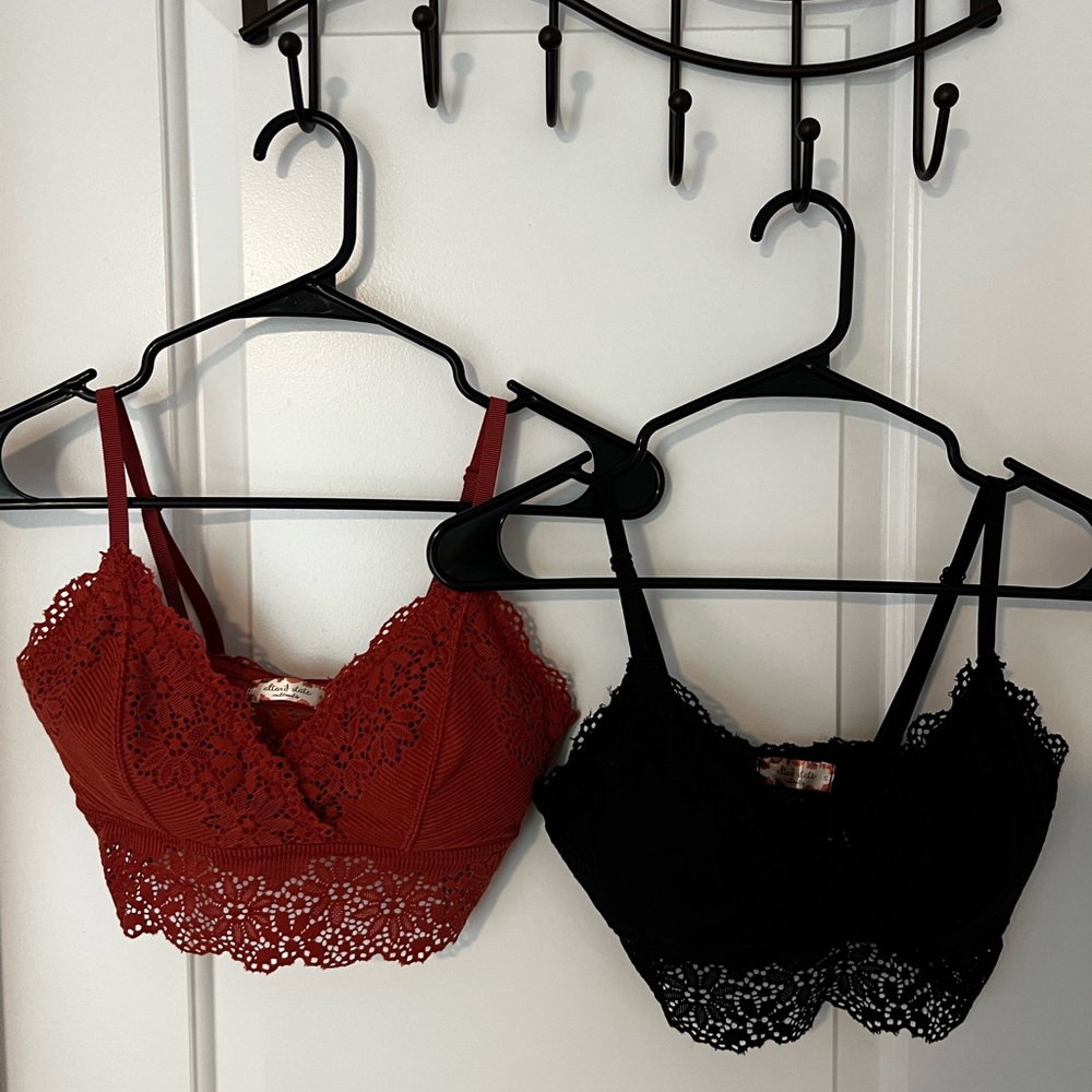 altar'd state bralettes black and burnt orange size small with removable pads
